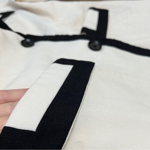 KISSIS STUDIO Cream Black Short Sleeves Vintage Button Loose Fit Blazer size S - Picture 8 of 9